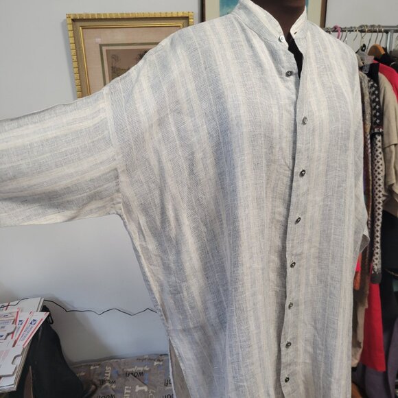 Eskandar European Designer Tunic Dress in 100% Linen Striped - Picture 8 of 16